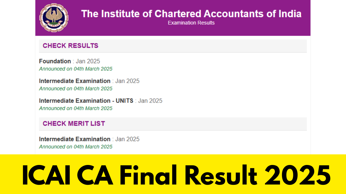 Breaking News: ICAI CA Final Result 2025 जारी, जानें किसने किया टॉप