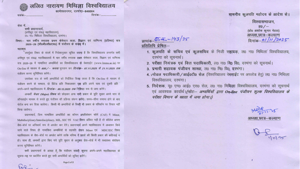 LNMU Registration 2025-29