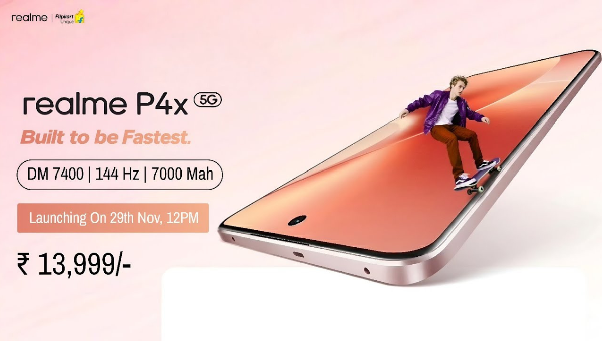 Realme P4X 5G स्मार्टफोन का 7000mAh बैटरी और 120Hz डिस्प्ले वाला मॉडल।
